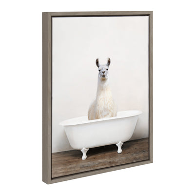 Sylvie Alpaca in the Tub Color Framed Canvas by kateandlaurel - product image 12 for Resin Society