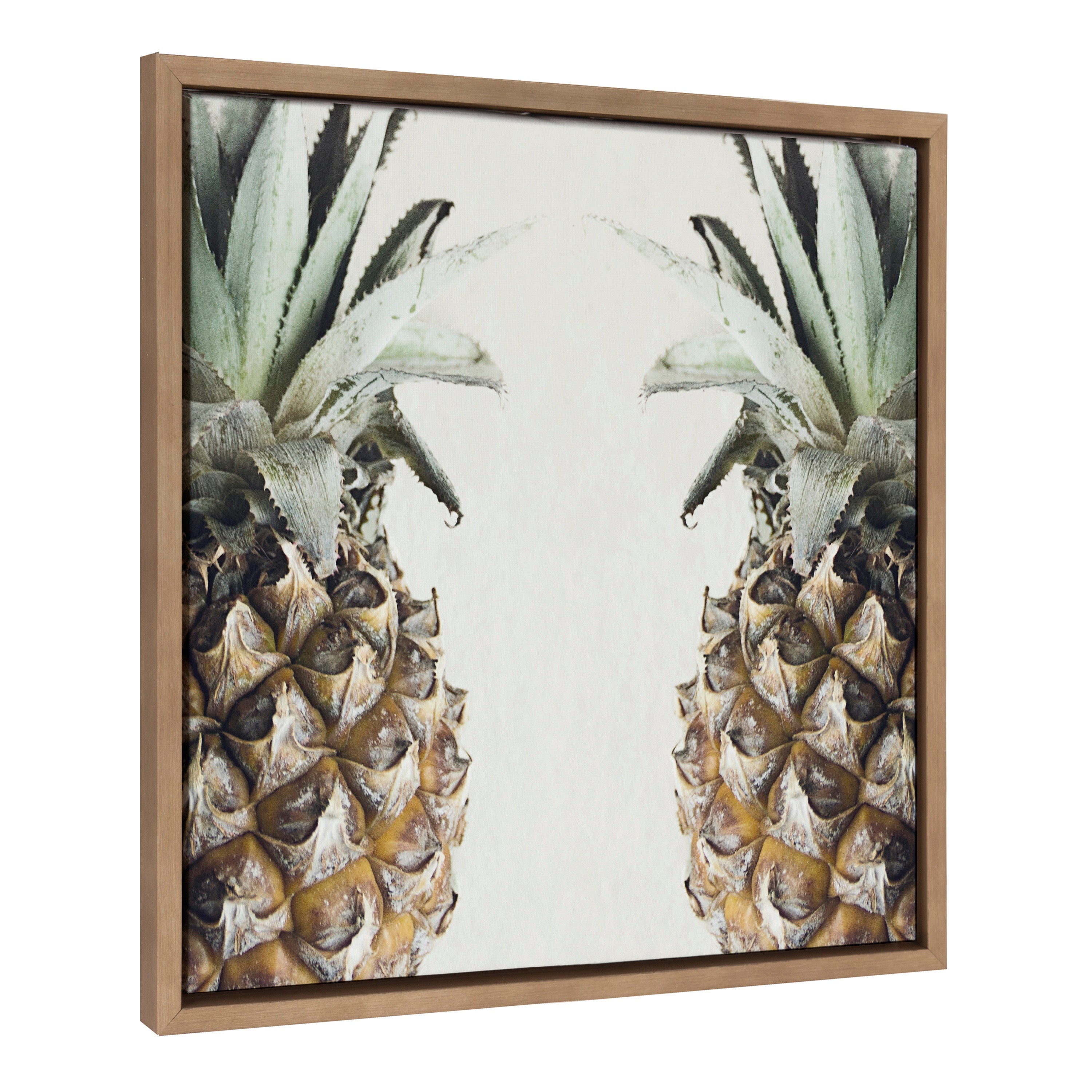 Sylvie Pineapples framed canvas art showing a lively pineapple design with Gold frame option