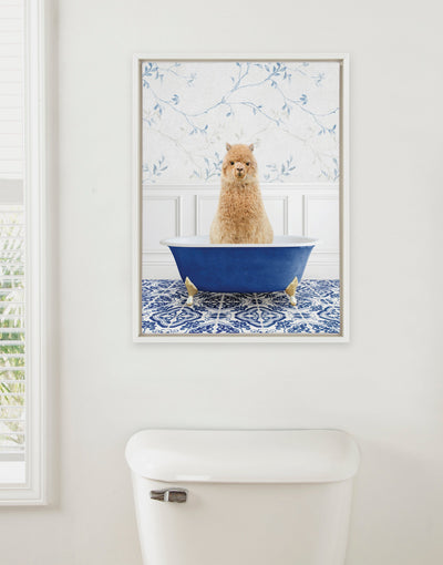 Sylvie Alpaca In Eclectic Blue Bath Framed Canvas by kateandlaurel - product image 5 for Resin Society