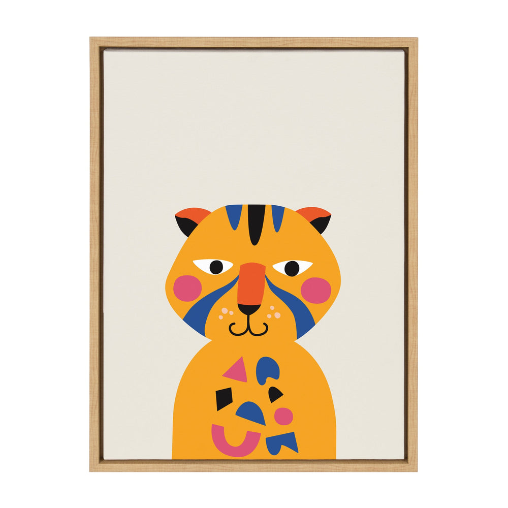 Sylvie Mid Century Modern Baby Tiger Framed Canvas by kateandlaurel - main product image for Resin Society