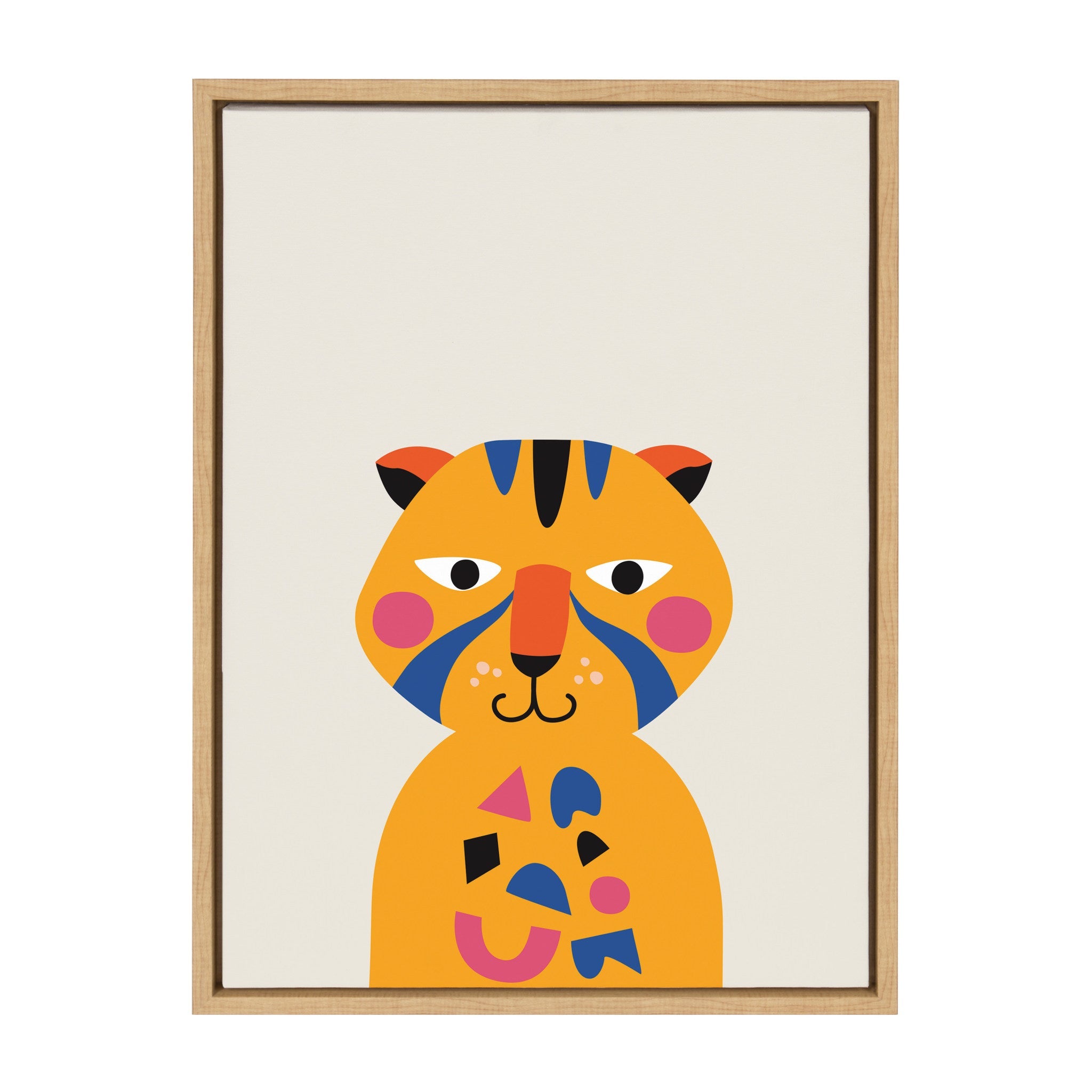 Sylvie Mid Century Modern Baby Tiger Framed Canvas by kateandlaurel - main product image for Resin Society