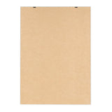 Plain brown backing of a rectangular framed canvas showing two metal hanging hooks at the top edge and multiple small fasteners around the border.