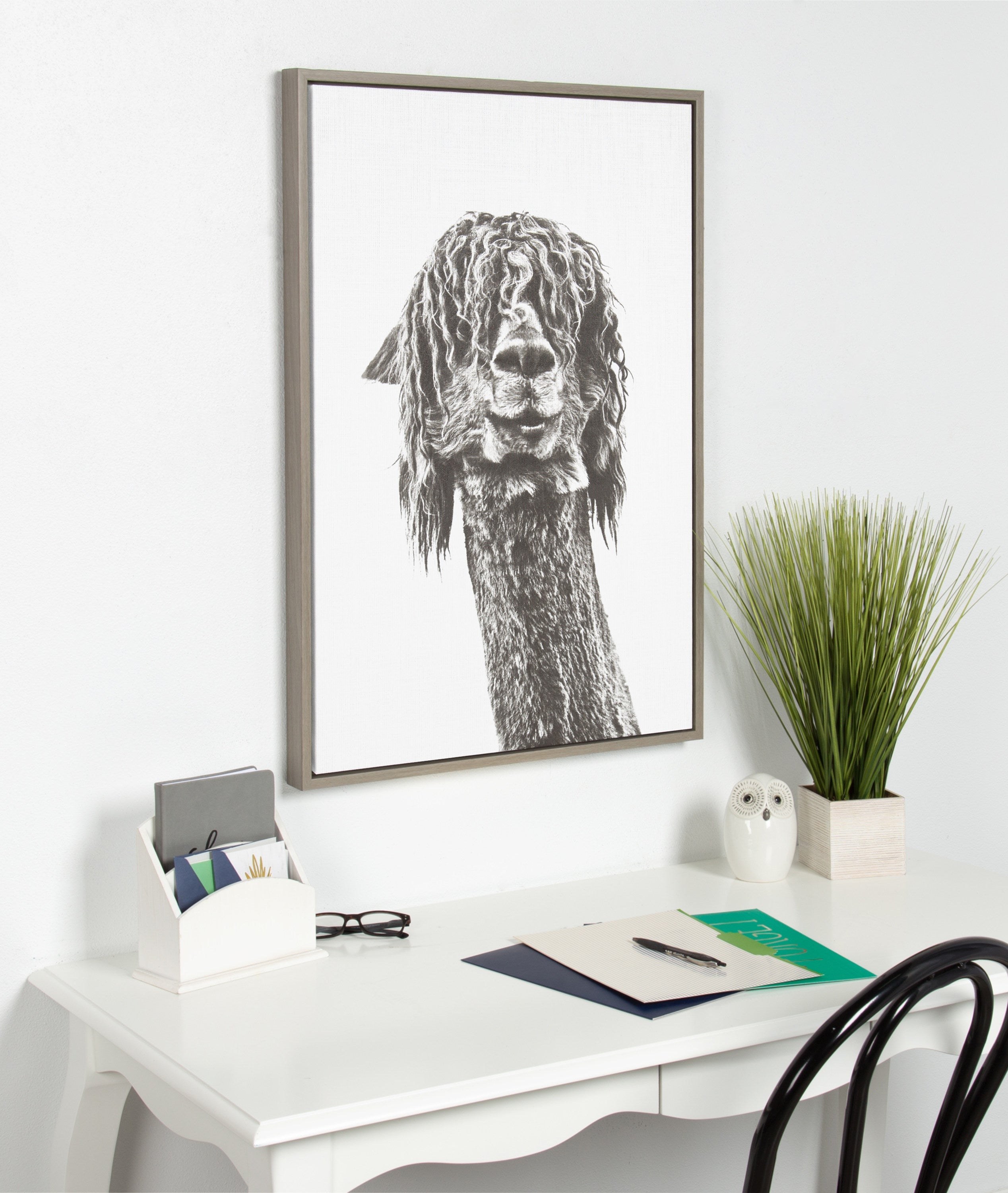 Sylvie Curly Hair Alpaca Framed Canvas by Simon Te Tai by kateandlaurel - product image 4 for Resin Society
