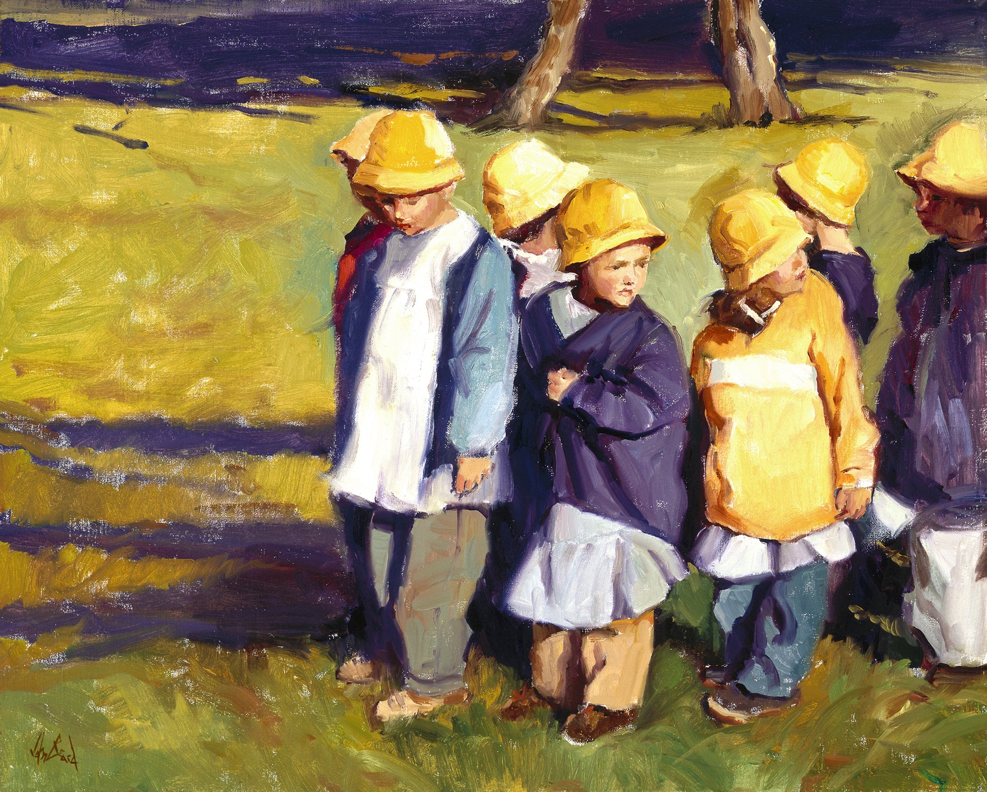 Yellow Rain Hats Artist Enhanced Canvas Print by John Beard Collection - main product image for Resin Society