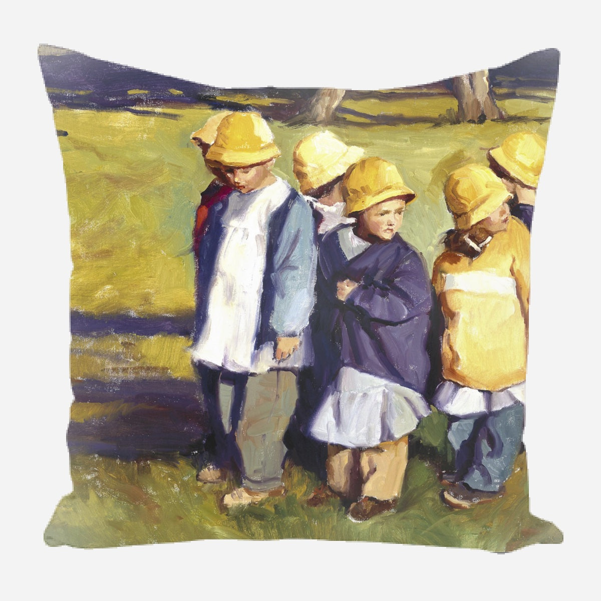 Yellow Rain Hats Pillow by John Beard Collection - main product image for Resin Society