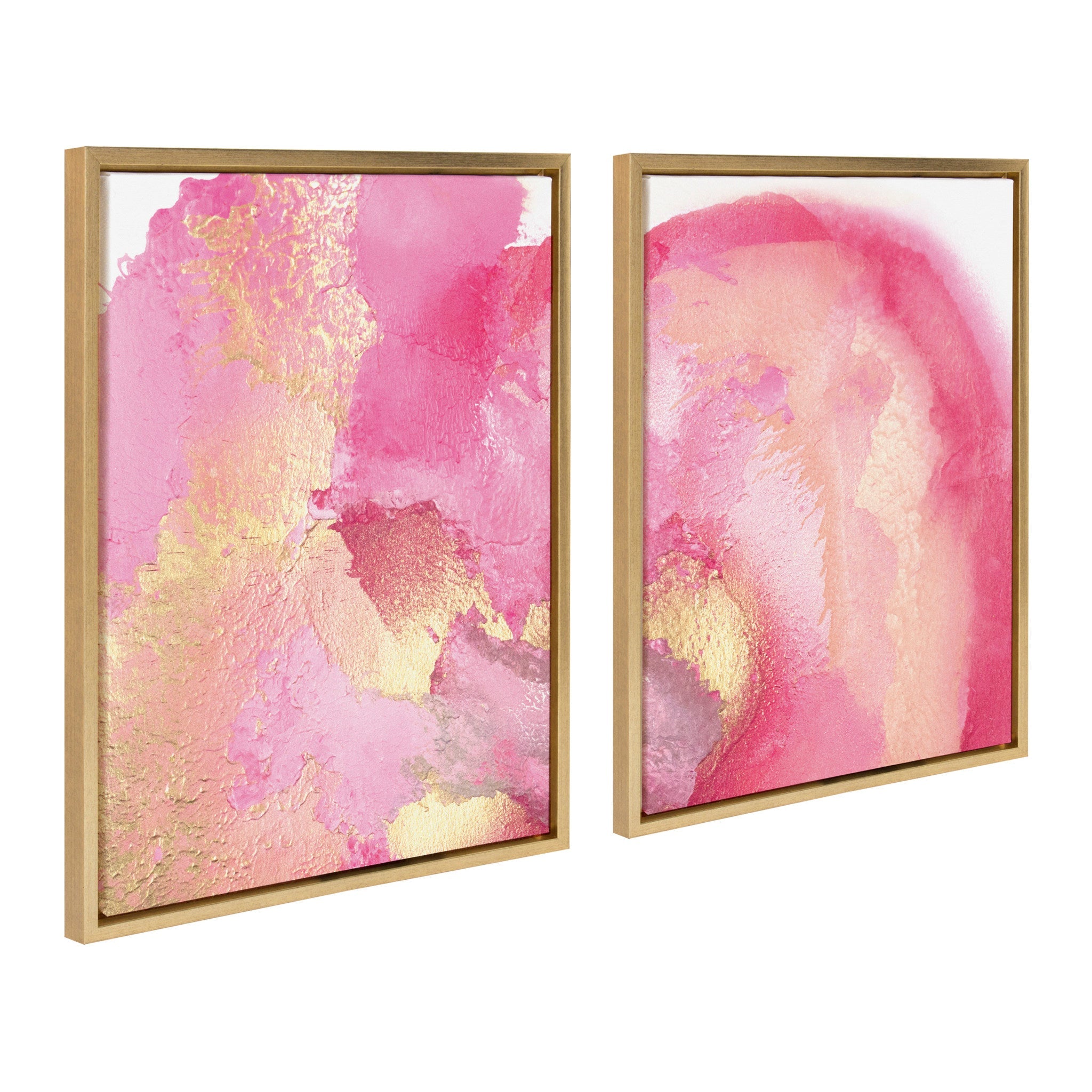 Sylvie Pink Golden Hour 1 and 2 Framed Canvas Art Set by Mentoring Positives