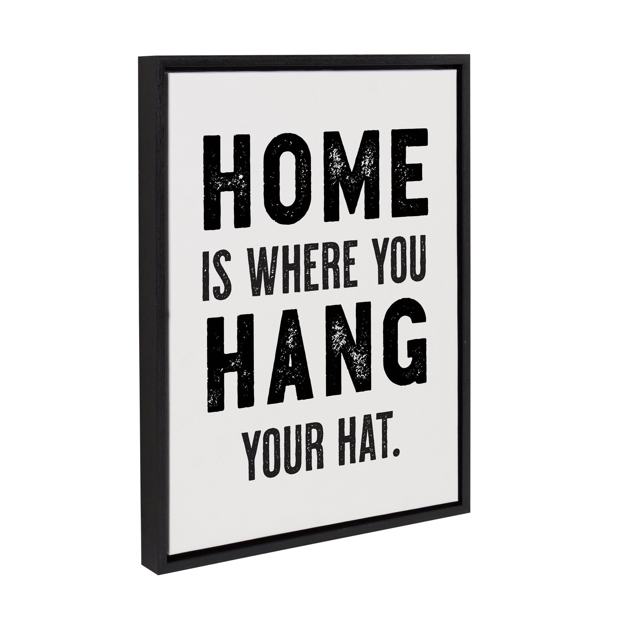 Sylvie Home Hat framed canvas art by The Whiskey Ginger showing typography art with a welcoming message in a lightweight frame