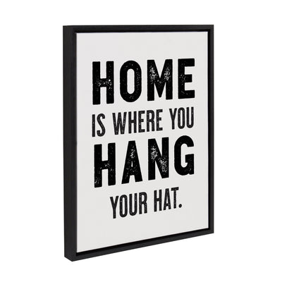Sylvie Home Hat framed canvas art by The Whiskey Ginger showing typography art with a welcoming message in a lightweight frame