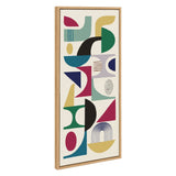 Sylvie MCM Pattern 02 floating framed canvas art by Rachel Lee, showing midcentury modern abstract shapes in natural tones