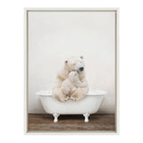 Sylvie Mother and Baby Polar Bear in Rustic Bath Framed Canvas by kateandlaurel - product image 2 for Resin Society