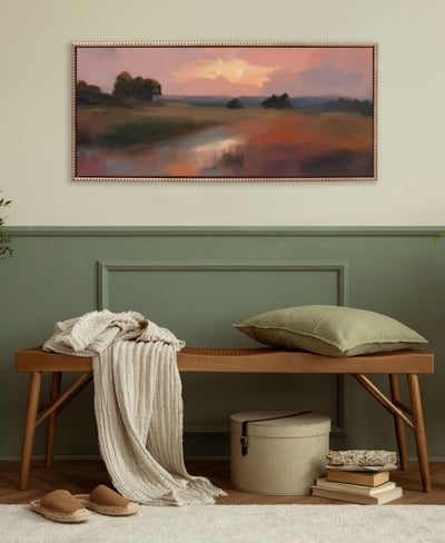 Sylvie Beaded Foothills in the Evening Framed Canvas by Mary Sparrow