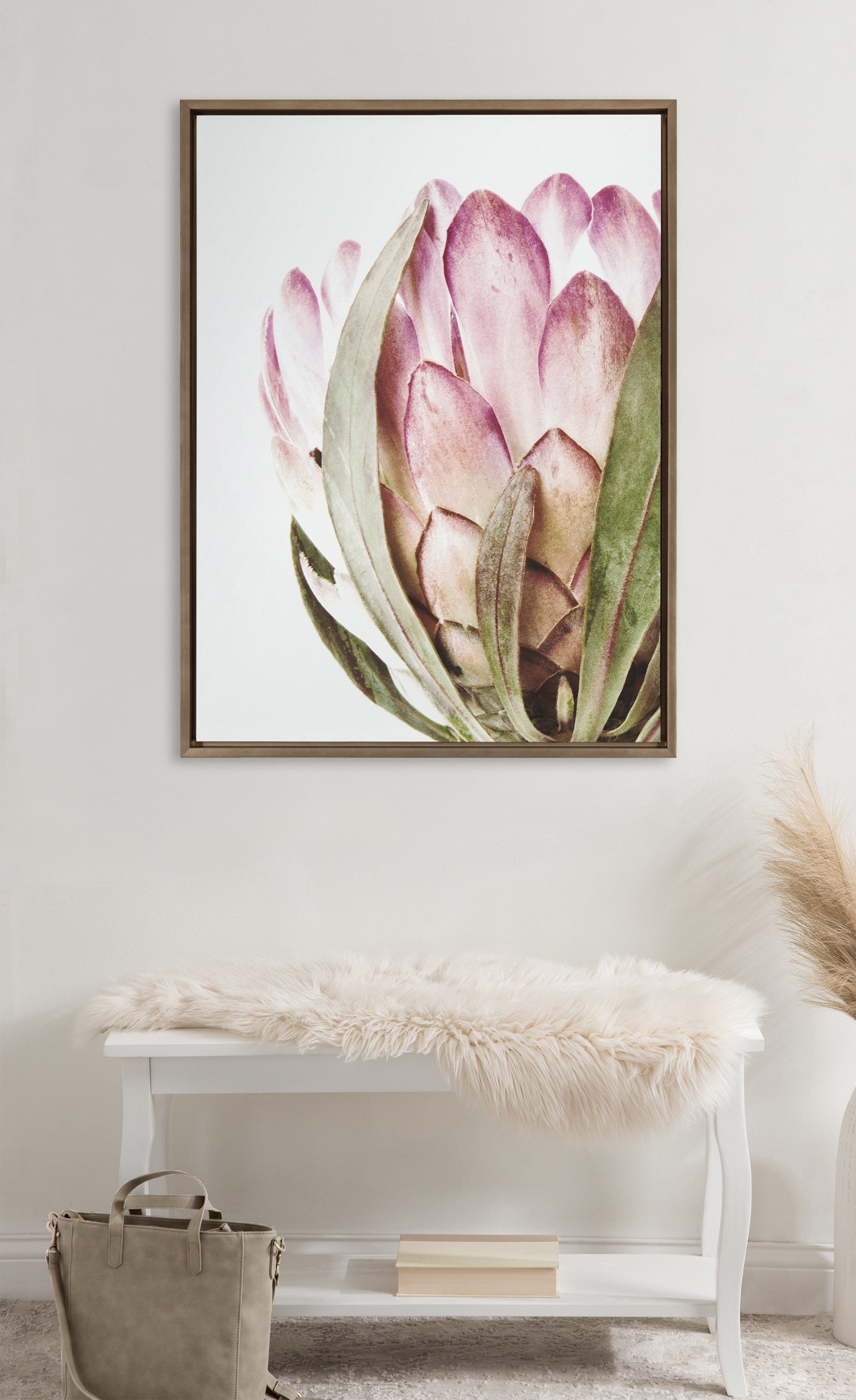 Sylvie Pink Protea Flower Framed Canvas by Amy Peterson by kateandlaurel - product image 4 for Resin Society