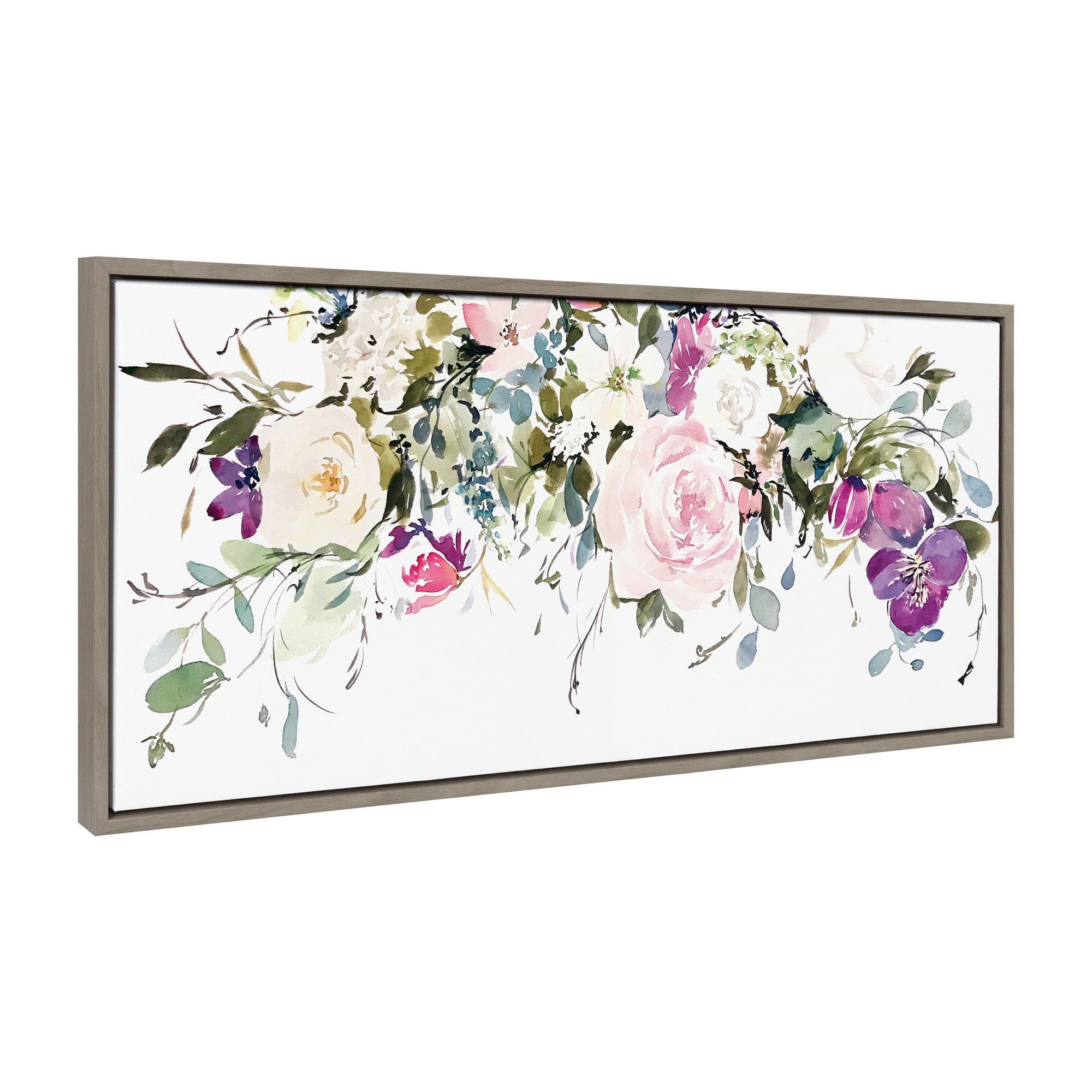 Sylvie 13 Ink Wash Floral Framed Canvas by kateandlaurel - main product image for Resin Society