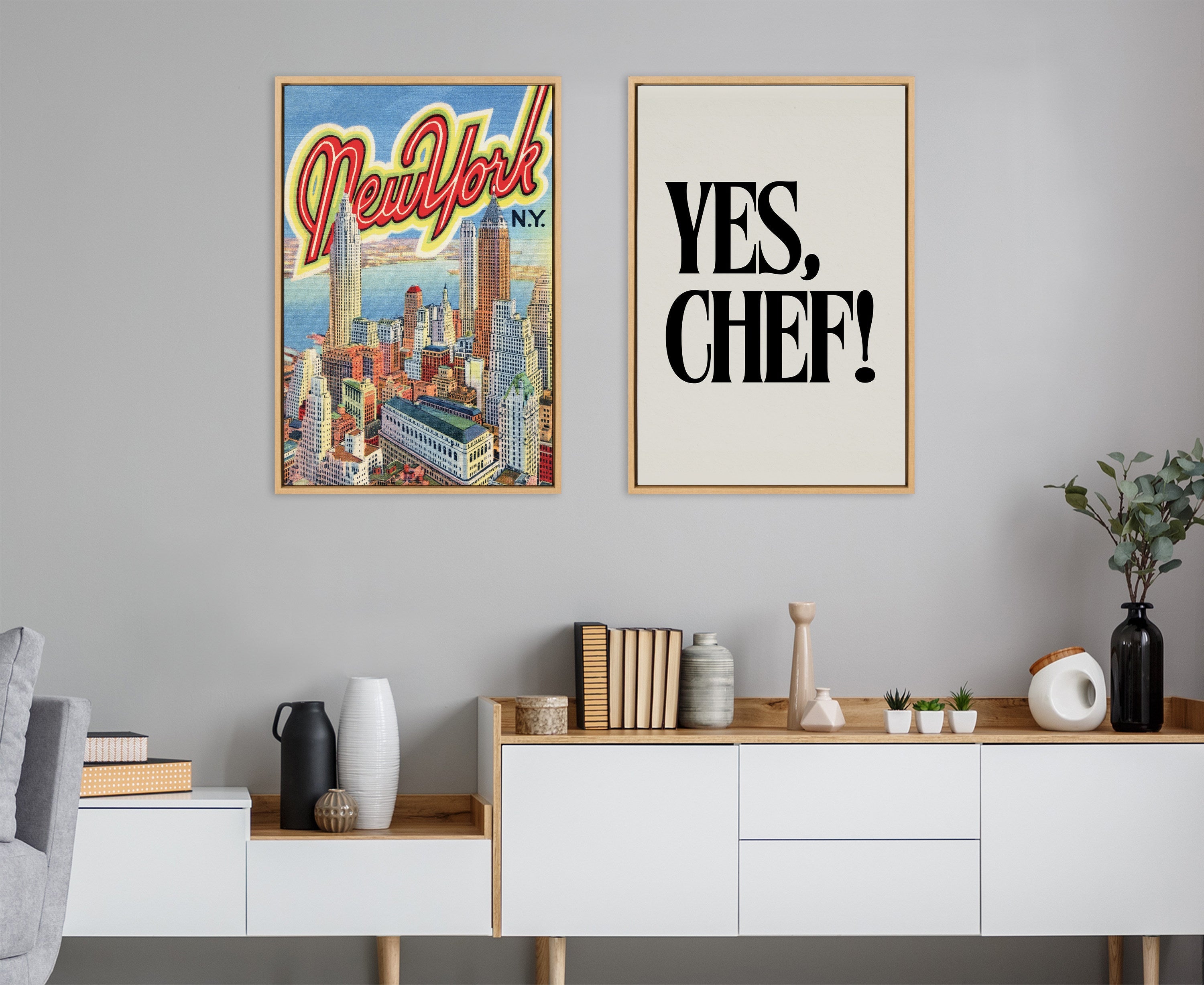 Sylvie Yes Chef Framed Canvas by Saint and Sailor Studios