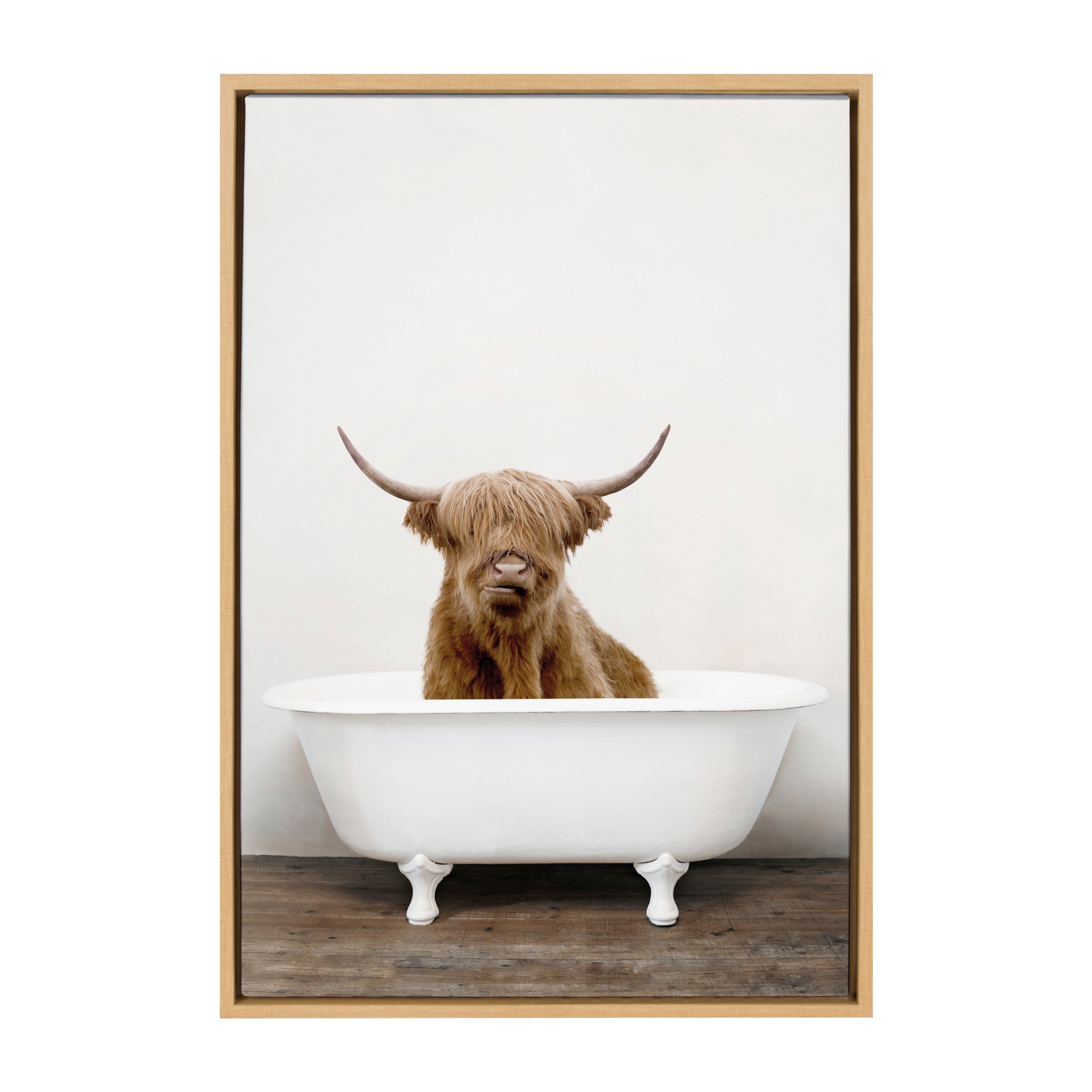 Sylvie Highland Cow in Tub Color Framed Canvas by kateandlaurel - product image 20 for Resin Society