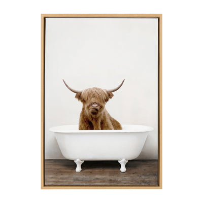 Sylvie Highland Cow in Tub Color Framed Canvas by kateandlaurel - product image 20 for Resin Society