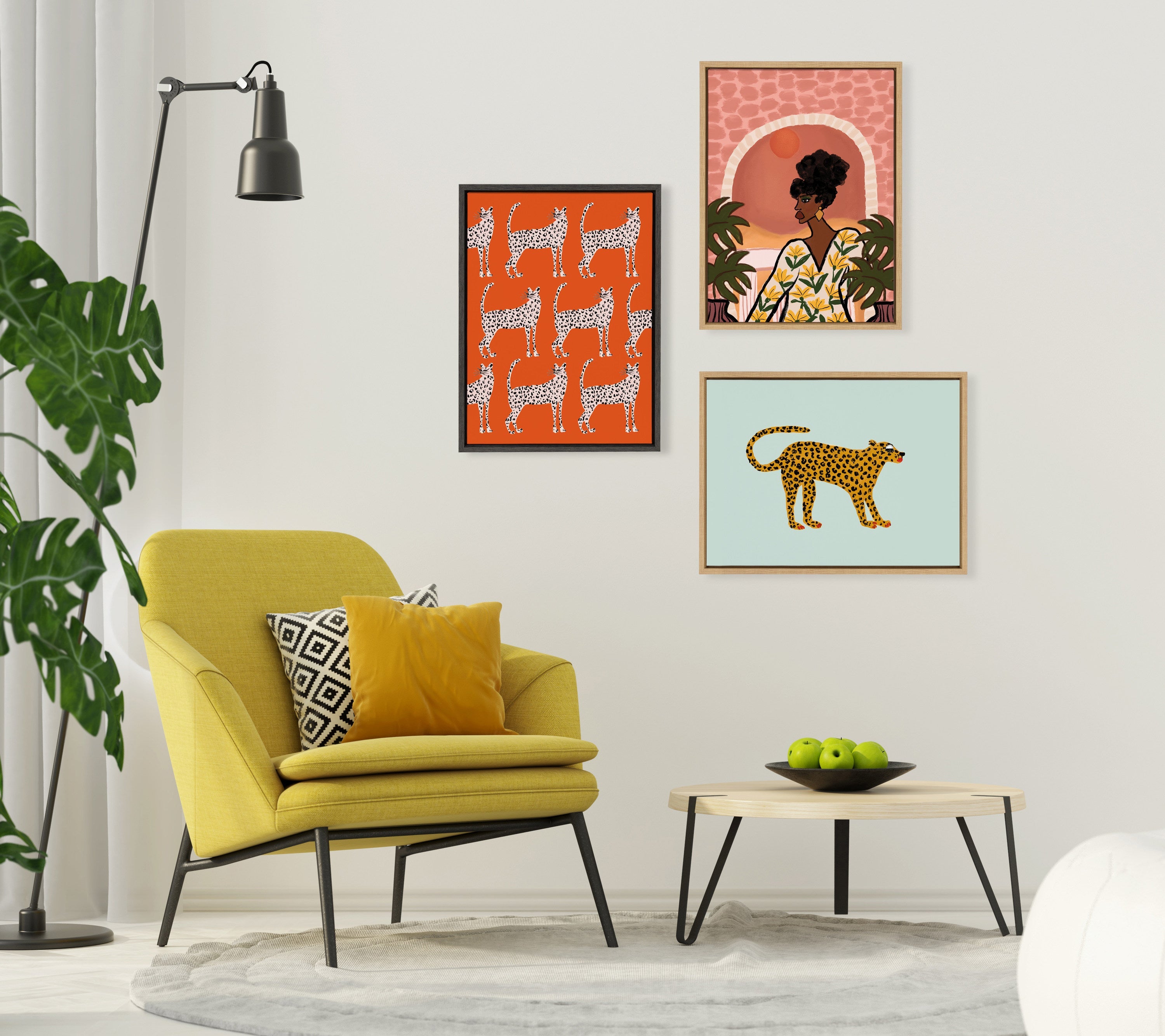 Sylvie Glam Cat Framed Canvas by Kendra Dandy of Bouffants and Broken Hearts