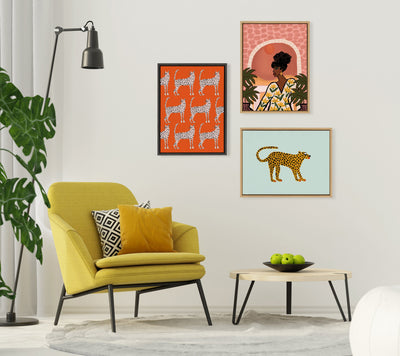 Sylvie Glam Cat Framed Canvas by Kendra Dandy of Bouffants and Broken Hearts
