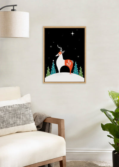 Sylvie Season's Greetings Reindeer Framed Canvas by Amber Leaders Designs
