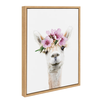 Sylvie Flower Crown Alpaca Framed Canvas by Amy Peterson Art Studio