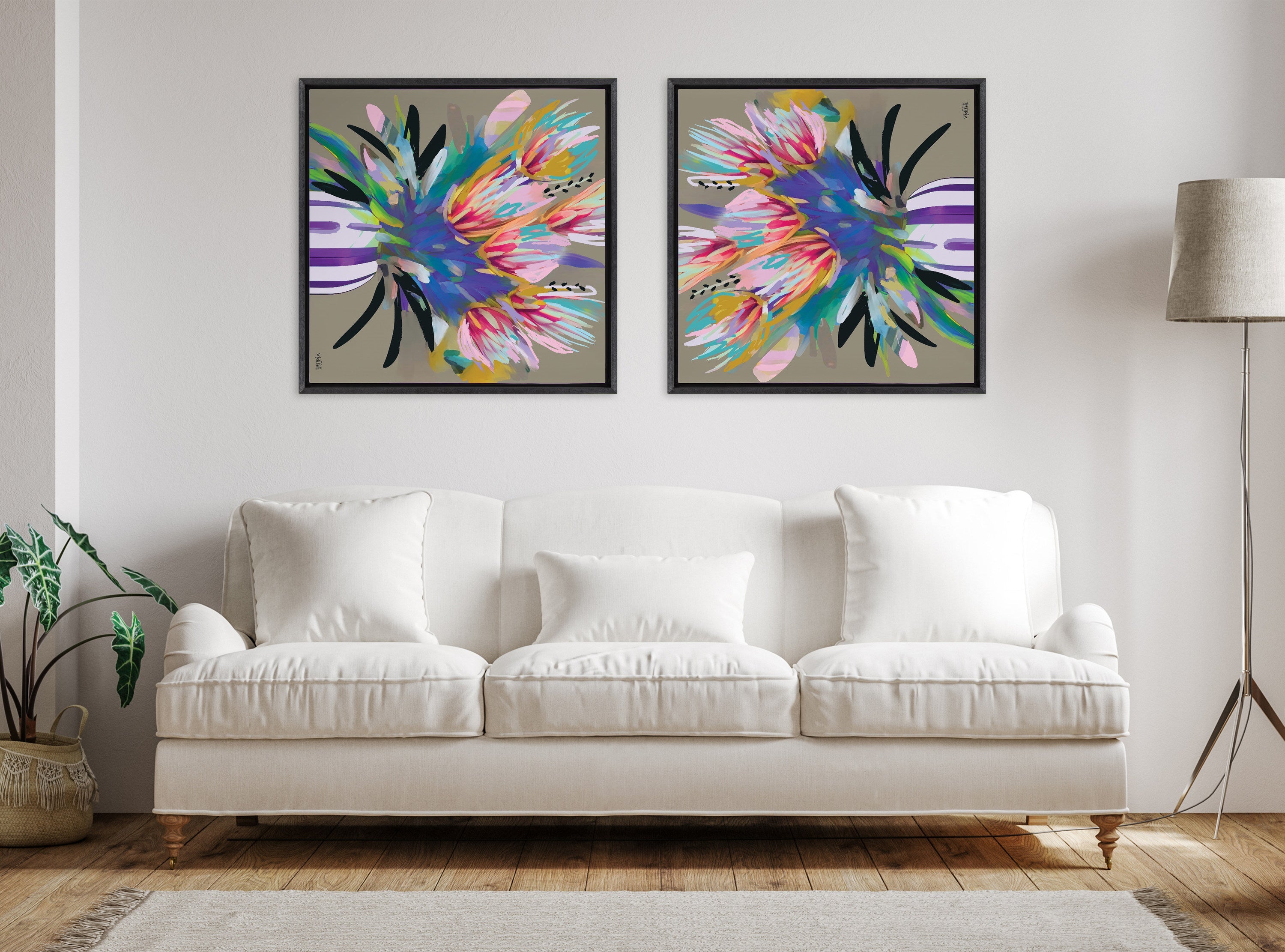 Sylvie Bright Flowers Framed Canvas by Inkheart Designs