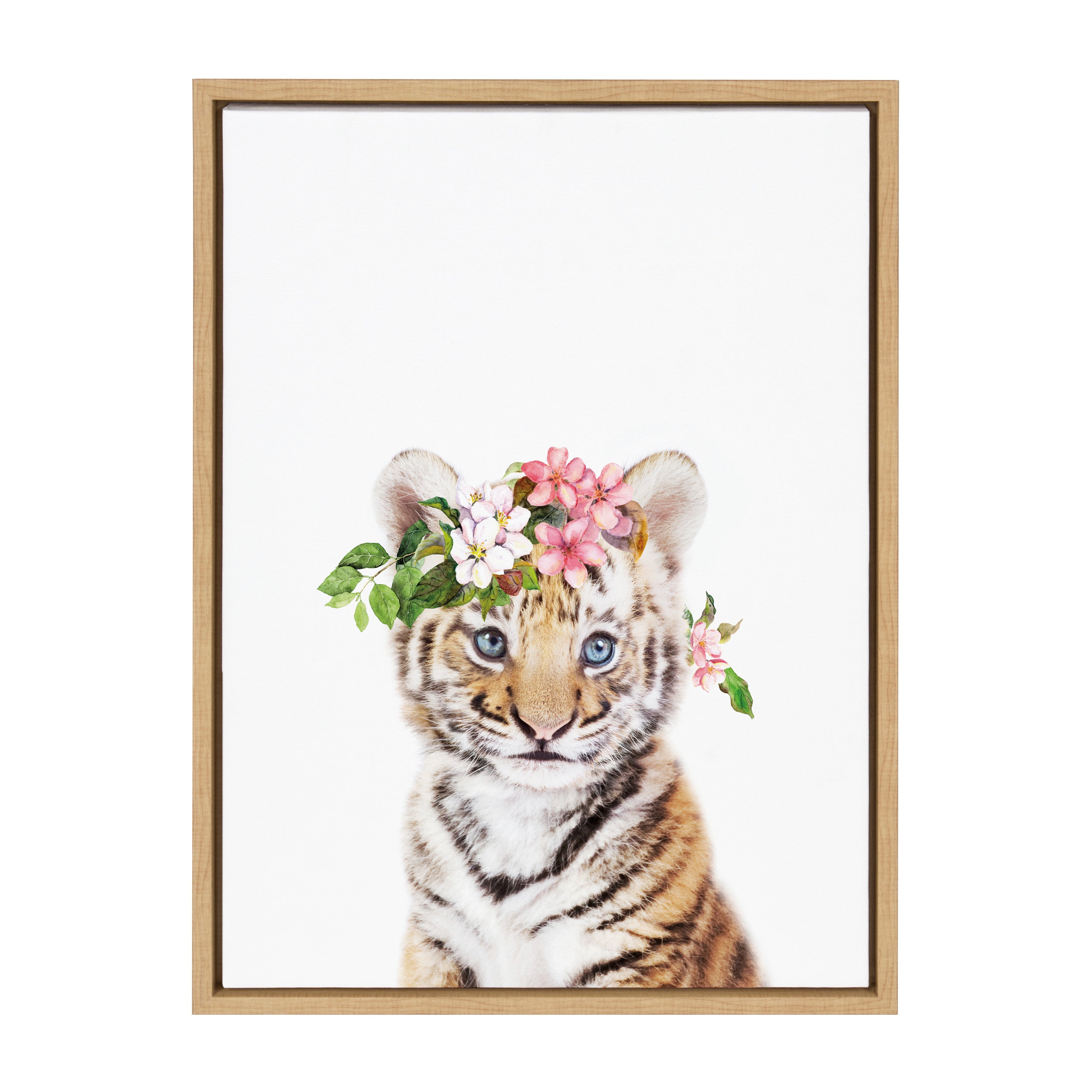 Sylvie Flower Crown Tiger Cub Framed Canvas by Amy Peterson Art Studio