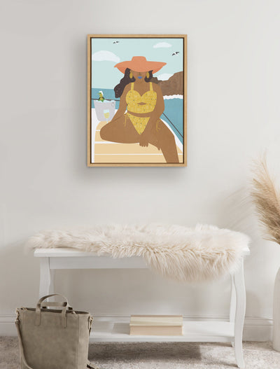 Sylvie Lady on a Boat Framed Canvas by kateandlaurel - product image 7 for Resin Society