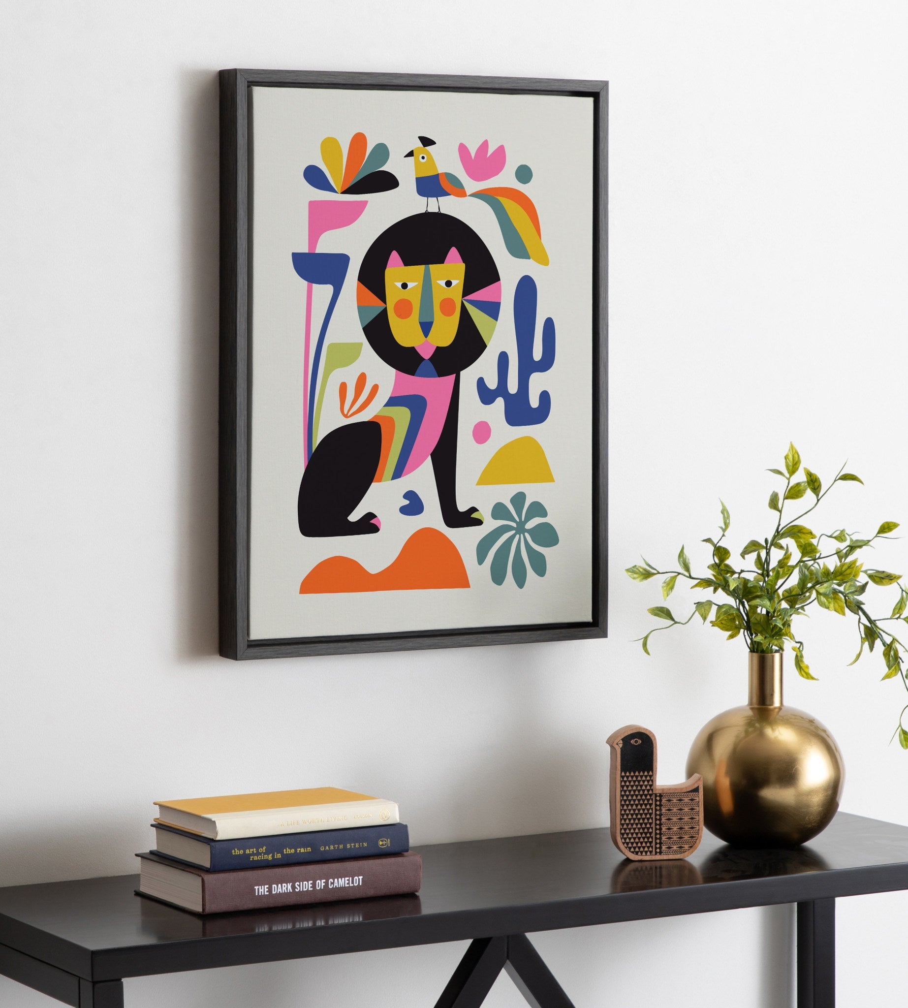 Sylvie Black Lion Framed Canvas by kateandlaurel - product image 6 for Resin Society