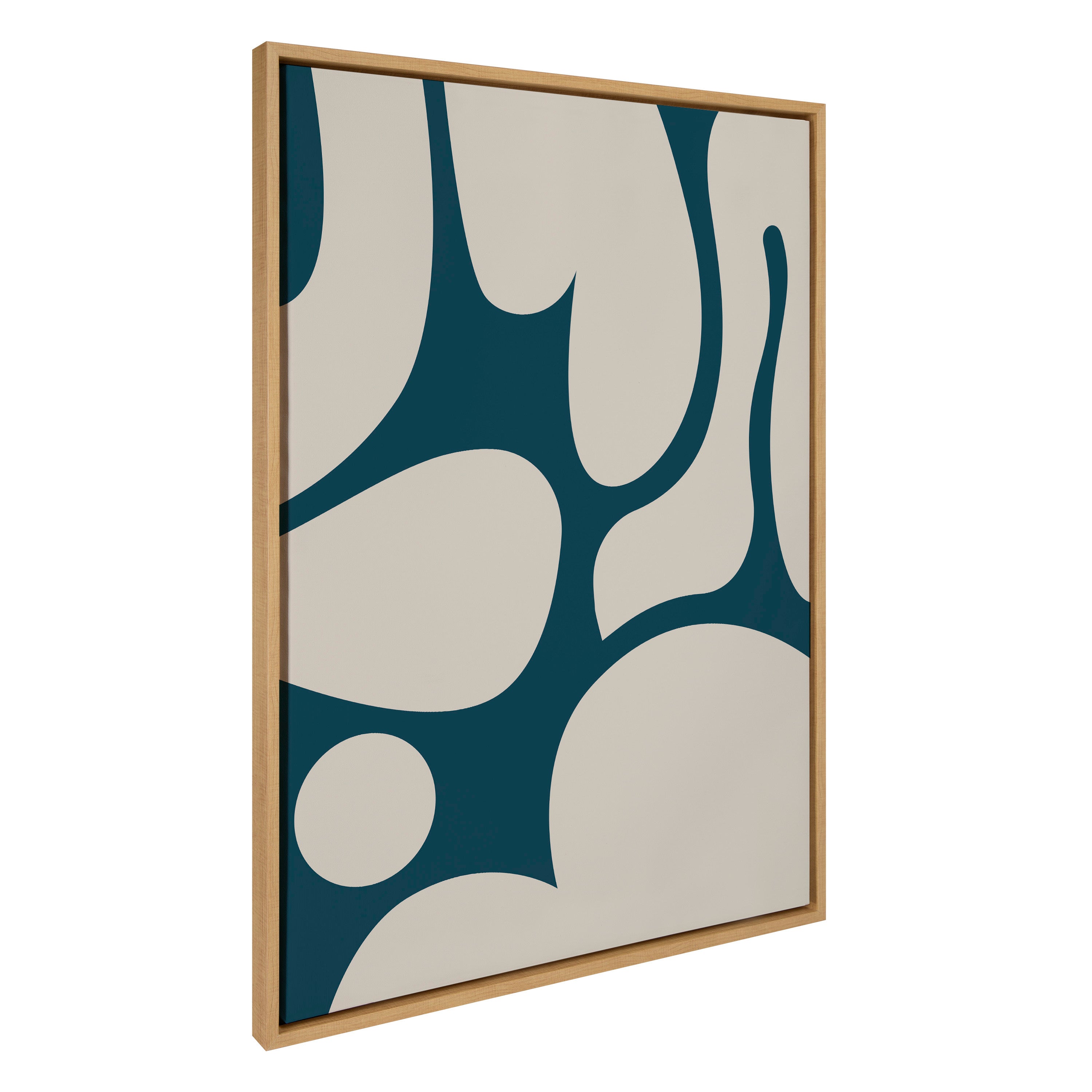 Sylvie Groovy Happy Abstract Dark Green Teal and Tan Framed Canvas by kateandlaurel - product image 6 for Resin Society