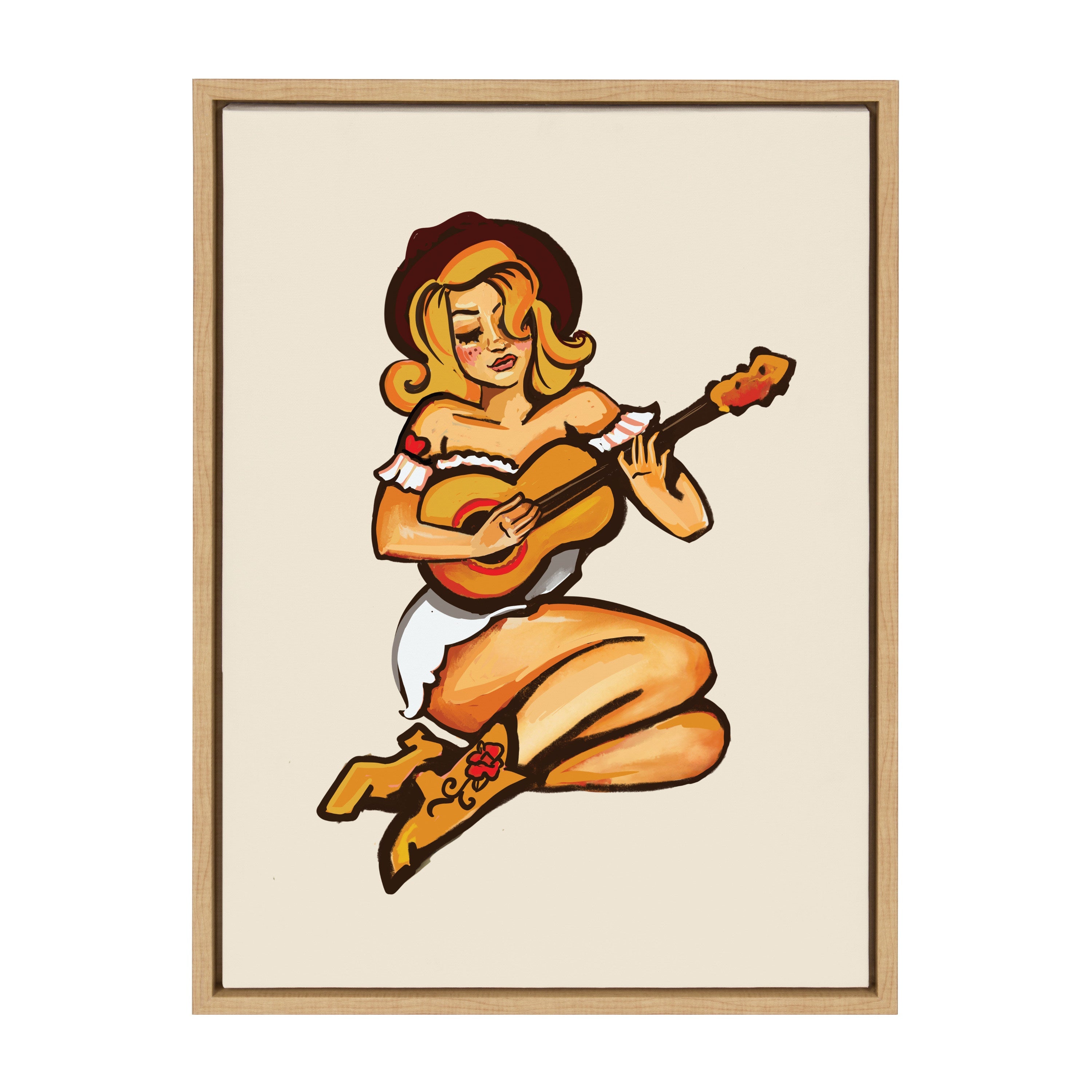 Sylvie Smokey Eyes Cowgirl Framed Canvas by The Whiskey Ginger