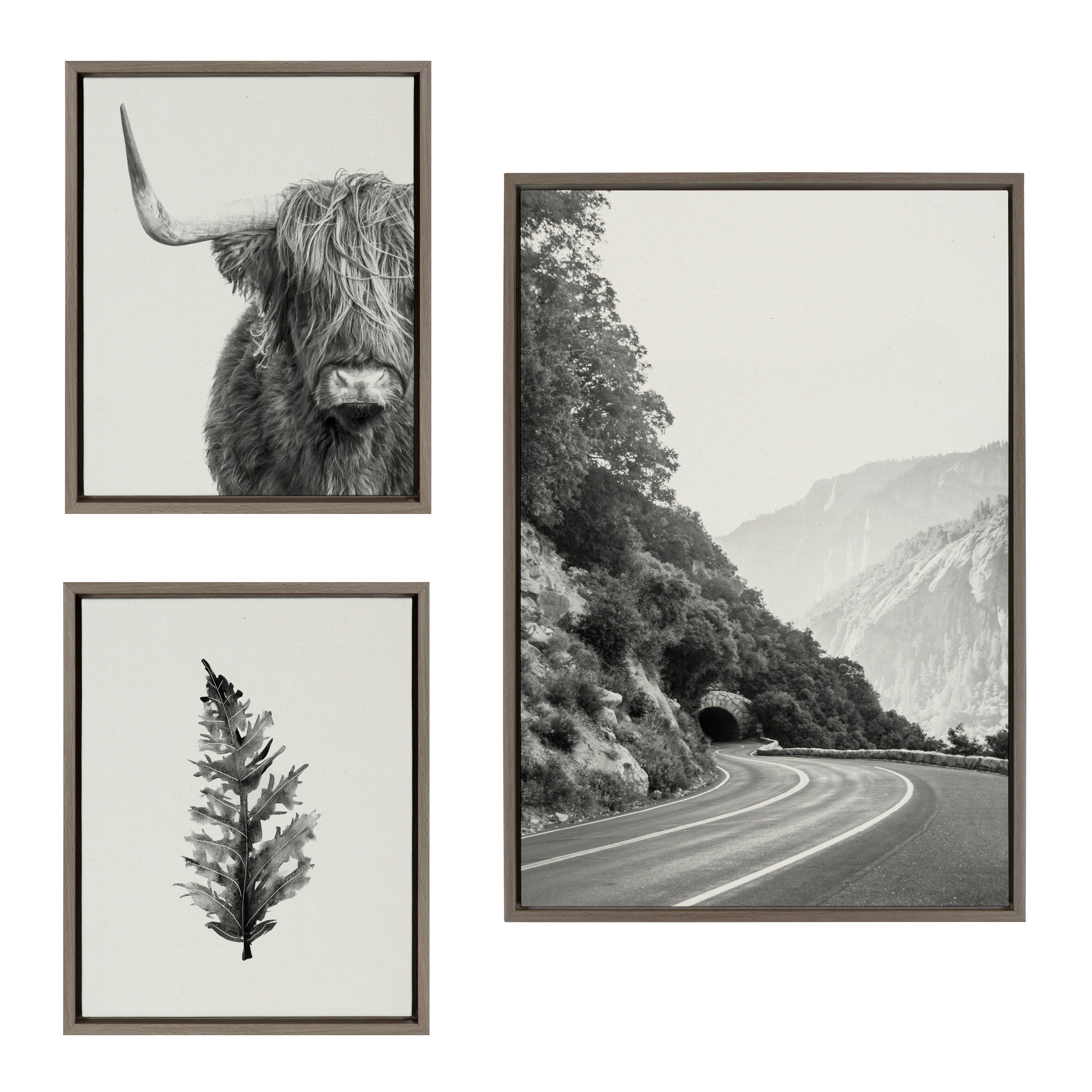 Sylvie Highland Cow and Vintage Botanical Framed Canvas Set by Various by kateandlaurel - product image 8 for Resin Society