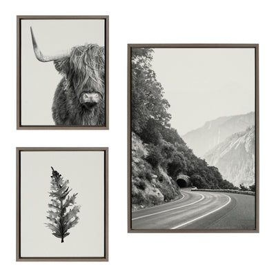 Sylvie Highland Cow and Vintage Botanical Framed Canvas Set by Various by kateandlaurel - product image 8 for Resin Society