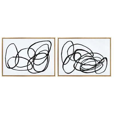 Two-piece framed canvas art set 'Sylvie Ring of Light and Ring of Light 2' by Nikki Chu shown in a room setting.