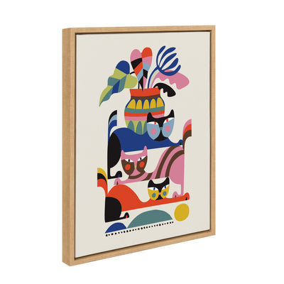 Sylvie 3 Cats Framed Canvas by kateandlaurel - product image 2 for Resin Society