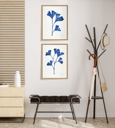 Sylvie Navy Ginkgo and Navy Ginkgo Trio Framed Canvas by kateandlaurel - product image 7 for Resin Society