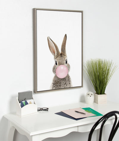 Sylvie Bubble Gum Bunny Framed Canvas by Amy Peterson Art Studio by kateandlaurel - product image 6 for Resin Society