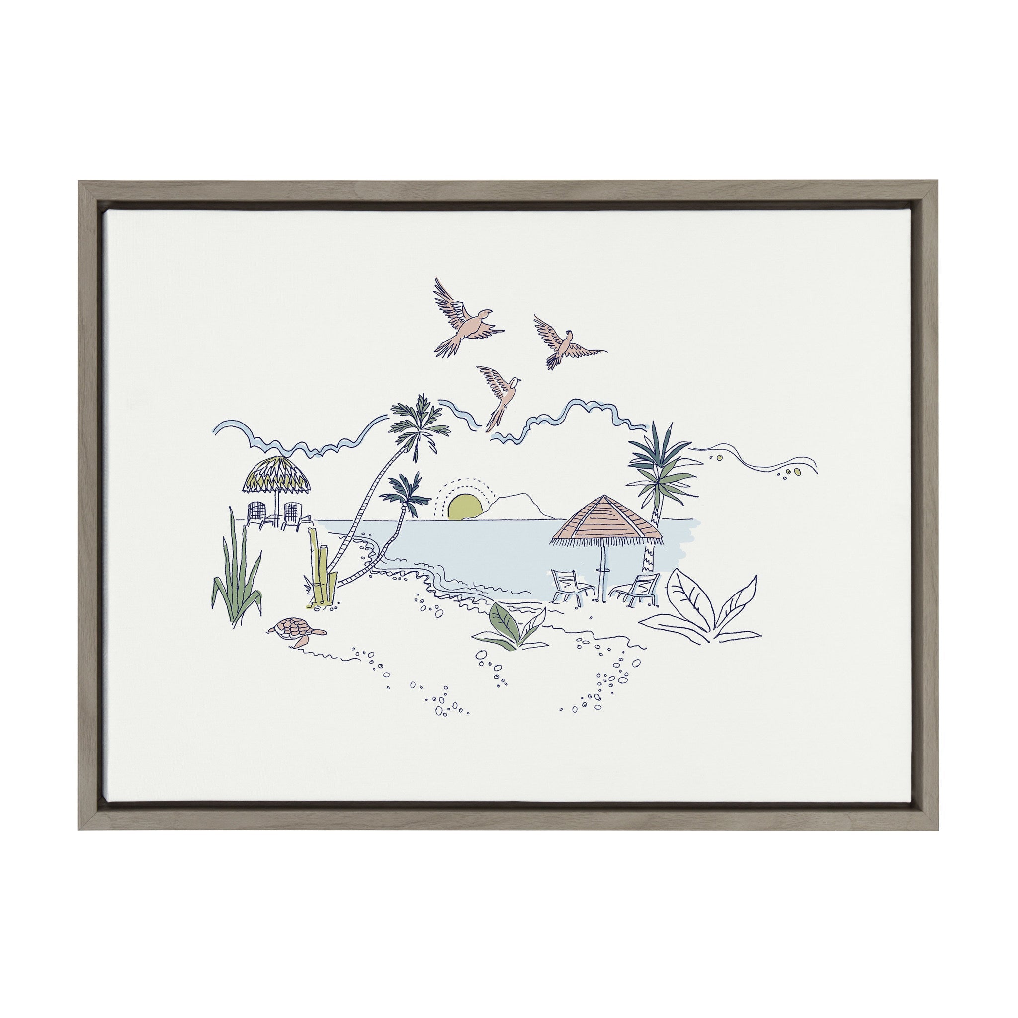 Sylvie Tropical Beach Scene Framed Canvas by The Creative Bunch Studio by kateandlaurel - product image 2 for Resin Society