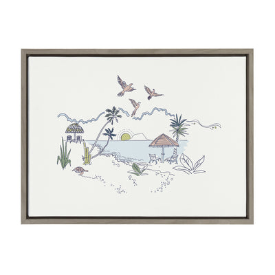Sylvie Tropical Beach Scene Framed Canvas by The Creative Bunch Studio by kateandlaurel - product image 2 for Resin Society