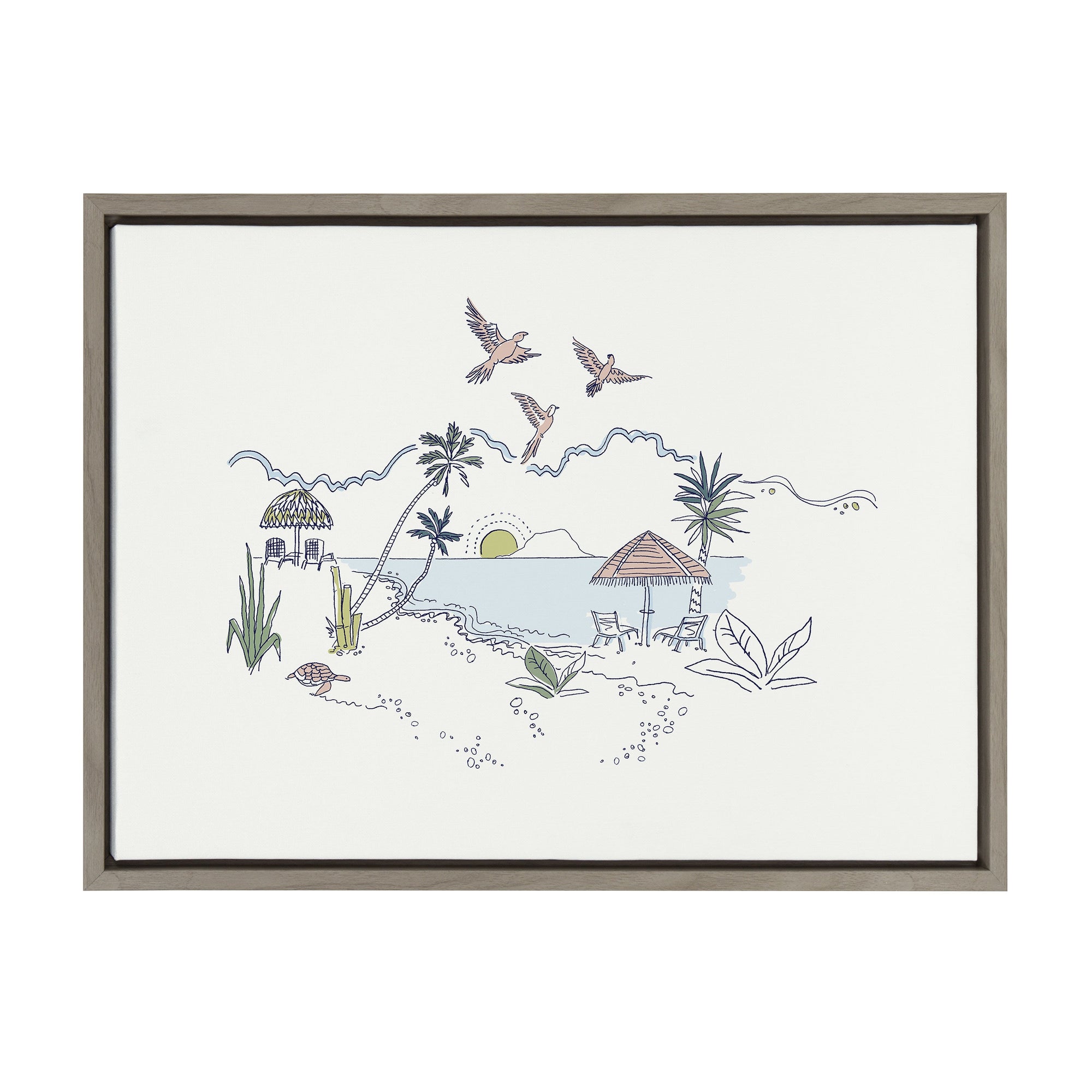 Sylvie Tropical Beach Scene Framed Canvas by The Creative Bunch Studio by kateandlaurel - product image 11 for Resin Society
