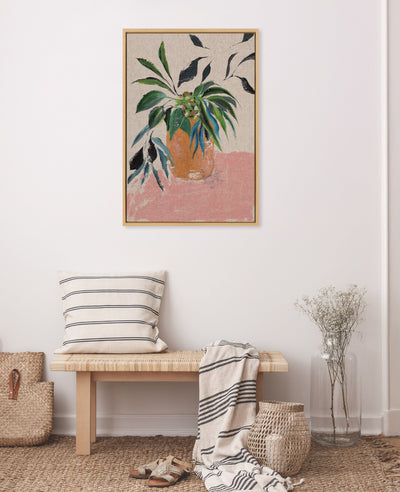 Sylvie Wild Foliage II Neutral Linen Framed Canvas by Nikita Jariwala
