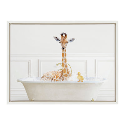 Sylvie Giraffe In Bubble Bath Neutral Style Framed Canvas by kateandlaurel - product image 2 for Resin Society