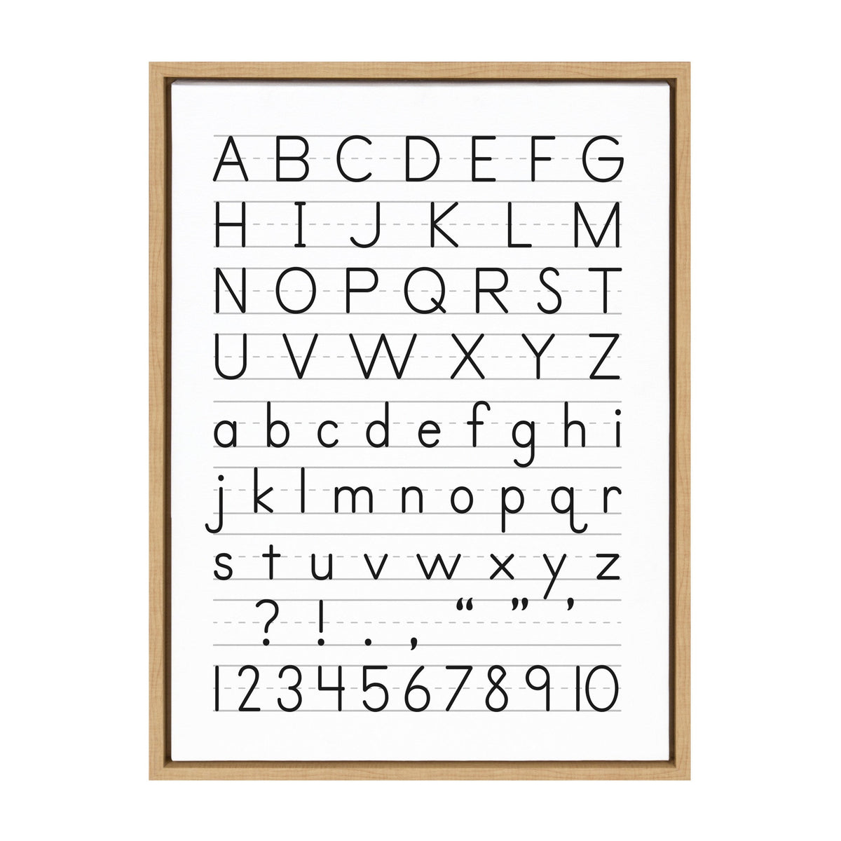 Sylvie Alphabet Penmanship Framed Canvas by The Creative Bunch Studio by kateandlaurel - main product image for Resin Society
