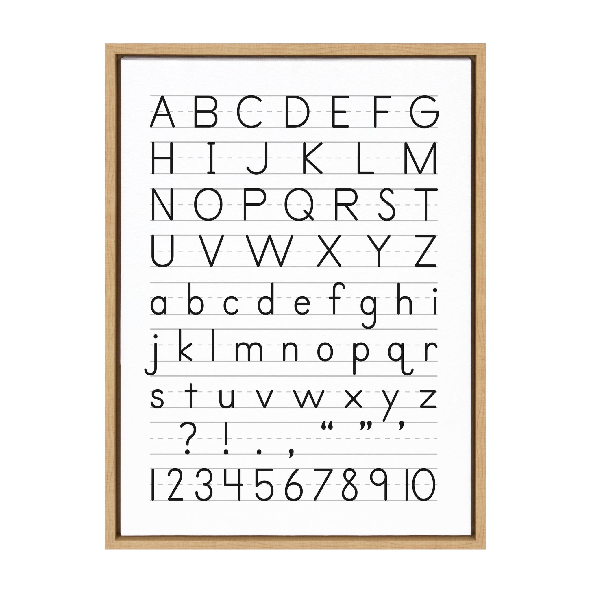 Sylvie Alphabet Penmanship Framed Canvas by The Creative Bunch Studio by kateandlaurel - main product image for Resin Society