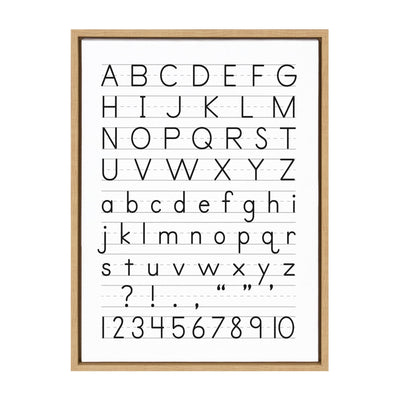 Sylvie Alphabet Penmanship Framed Canvas by The Creative Bunch Studio by kateandlaurel - main product image for Resin Society