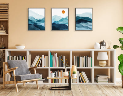 Sylvie Blue Mountain Range Framed Canvas Set by kateandlaurel - product image 11 for Resin Society