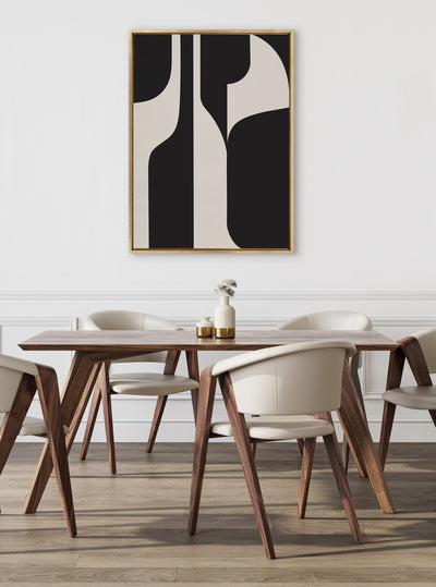 Sylvie Eye Catching Sleek Abstract 6 Black and Beige Framed Canvas by kateandlaurel - product image 5 for Resin Society