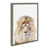 Sylvie Lion Stare Portrait framed canvas art showing a close-up profile of a lion printed on gallery-wrapped canvas with a modern frame