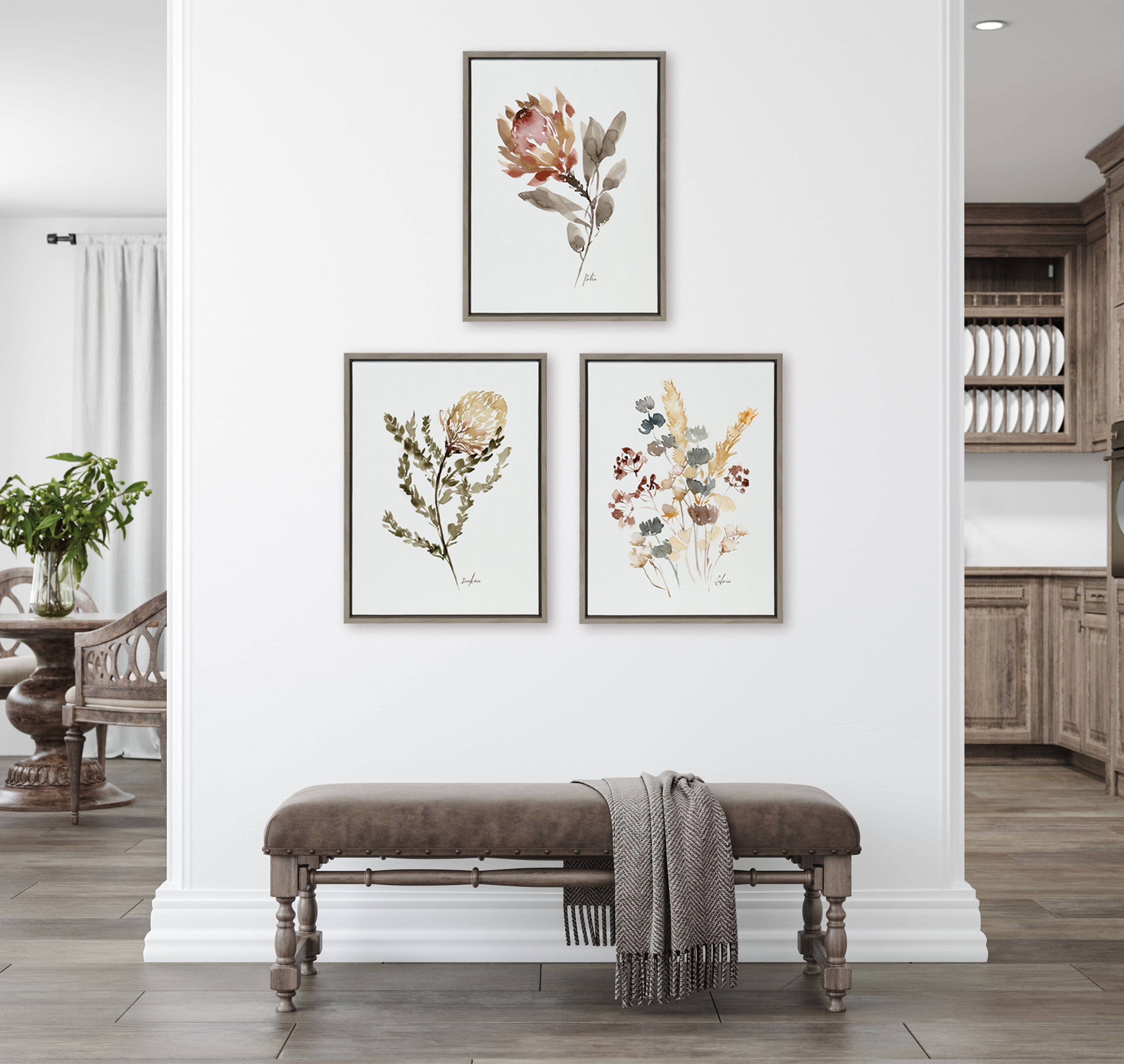 Sylvie Wild Banksia Wild Salvia and Wild King Protea Framed Canvas by kateandlaurel - product image 10 for Resin Society