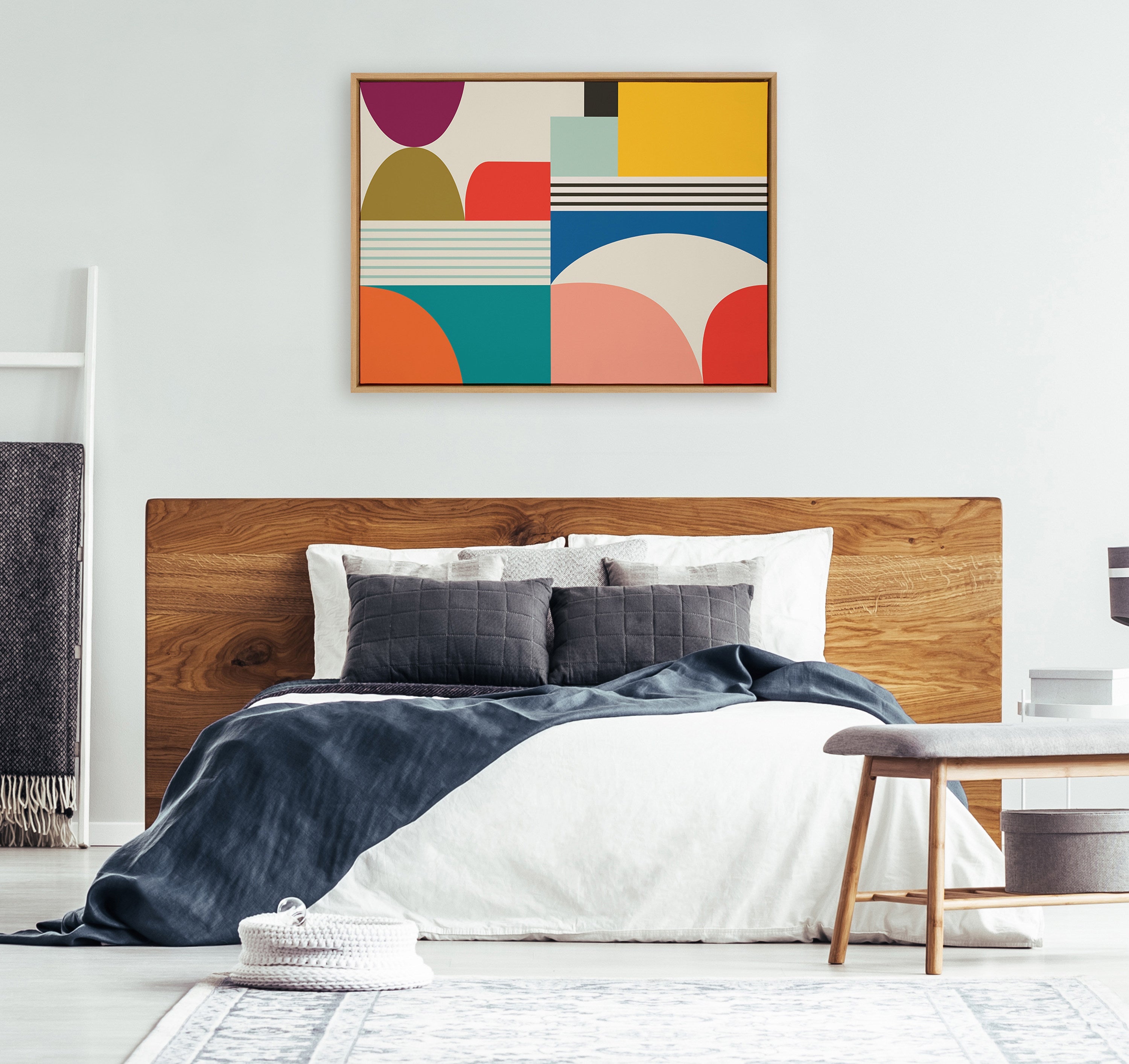 Sylvie Mid Century Modern Pattern Framed Canvas
