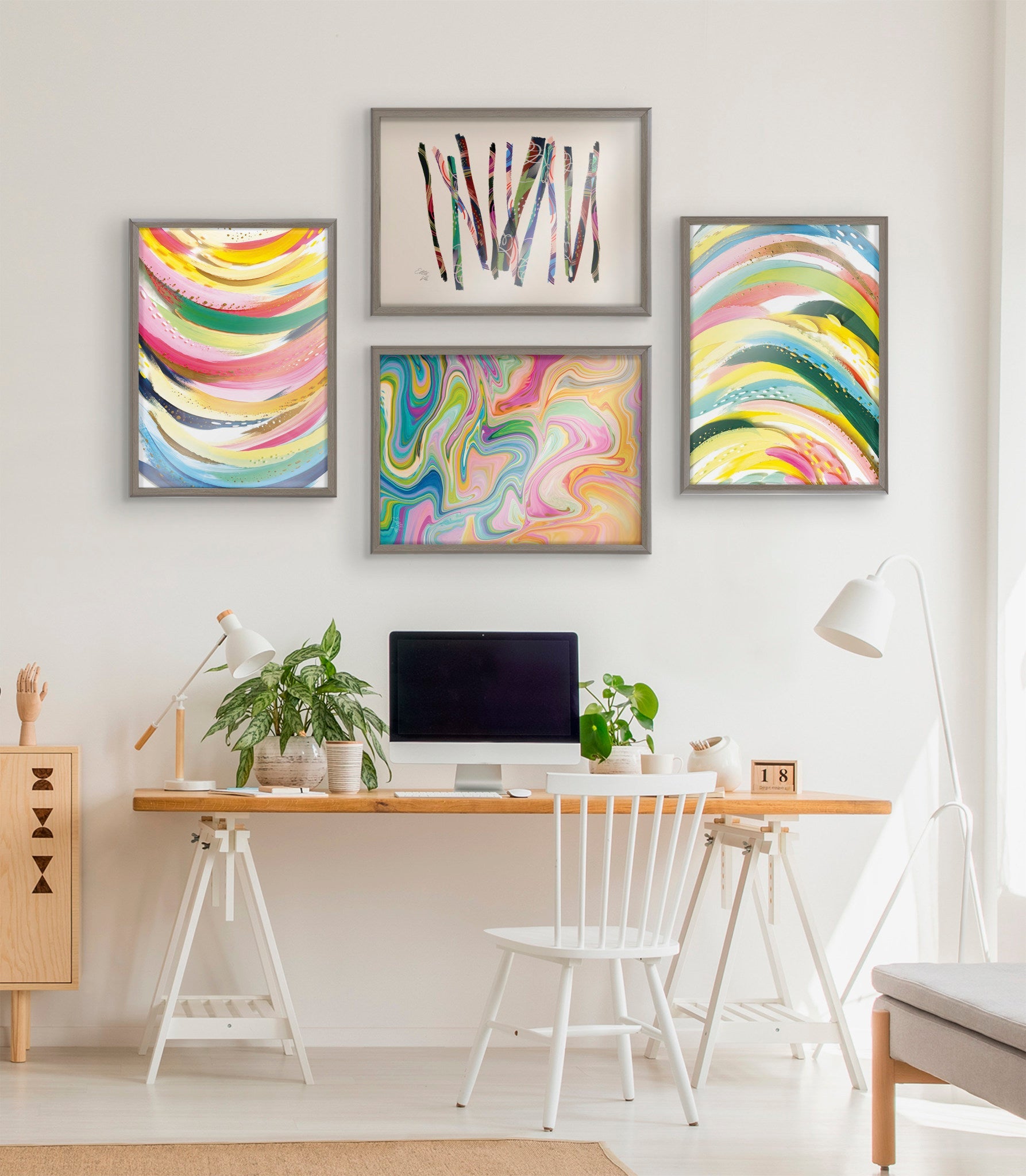 Blake Abstract Sticks 5 Framed Printed Glass by kateandlaurel - product image 6 for Resin Society